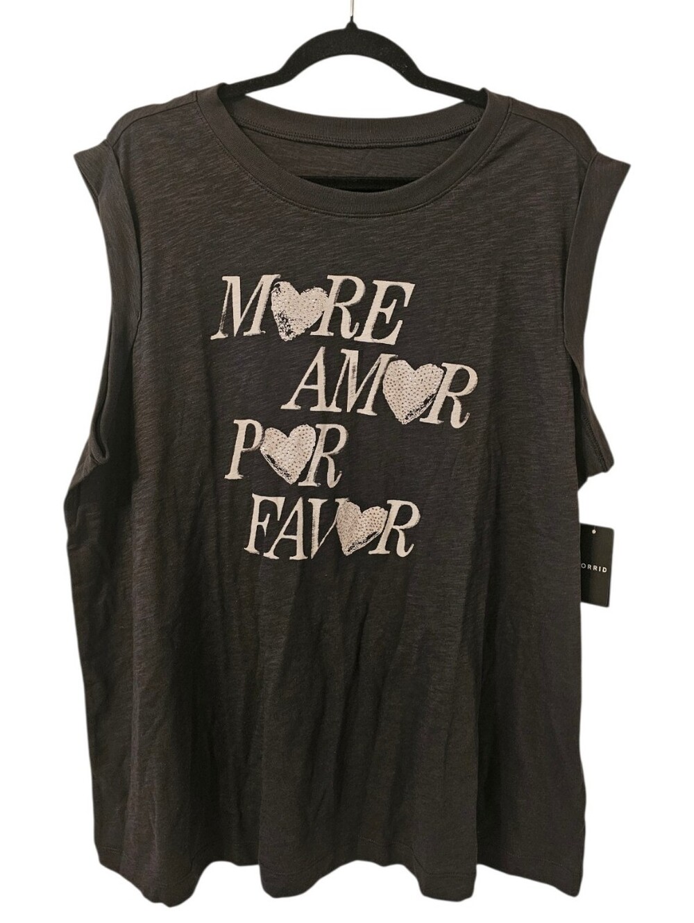 Multi-Coloured Torrid Women's Roll-Sleeve "More Amor Por Favor" Muscle Tank Top